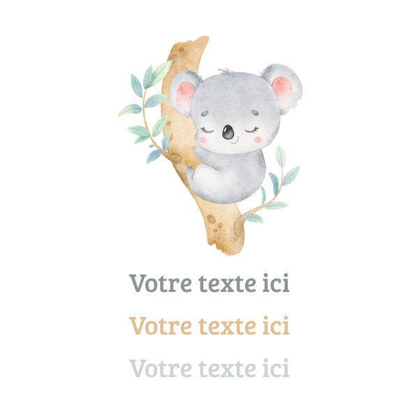 Modèle pour emballage de la bougie nuage avec un bébé koala
