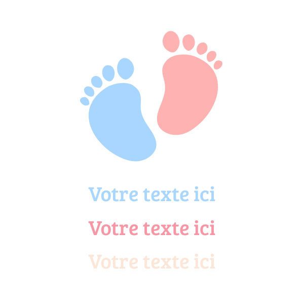Modèle pour emballage de la bougie nuage avec des petits pieds rose et bleu