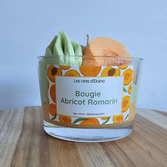 Bougie grand format abricot  romarin vue de face