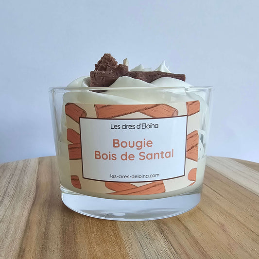 Bougie grand format bois de santal vue de face