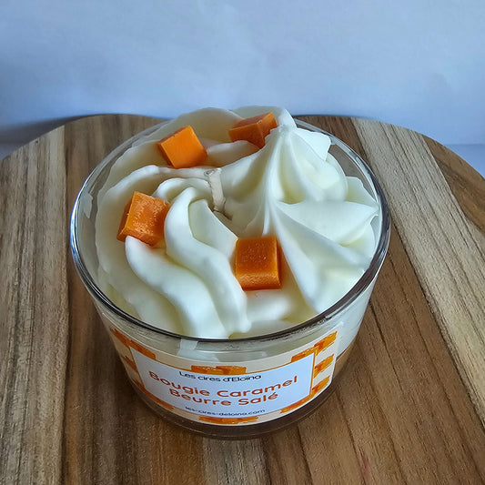 Bougie grand format caramel beurre salé vue de haut