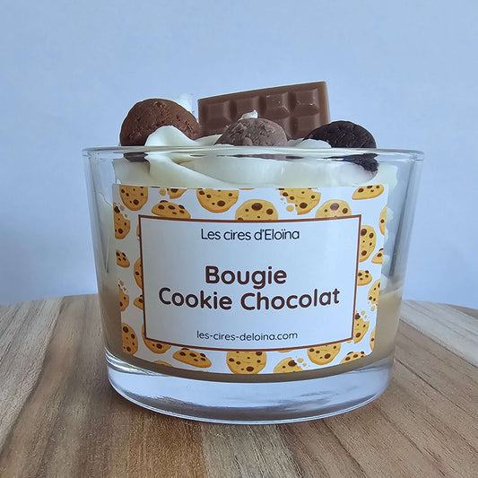 Bougie grand format cookie chocolat vue de face