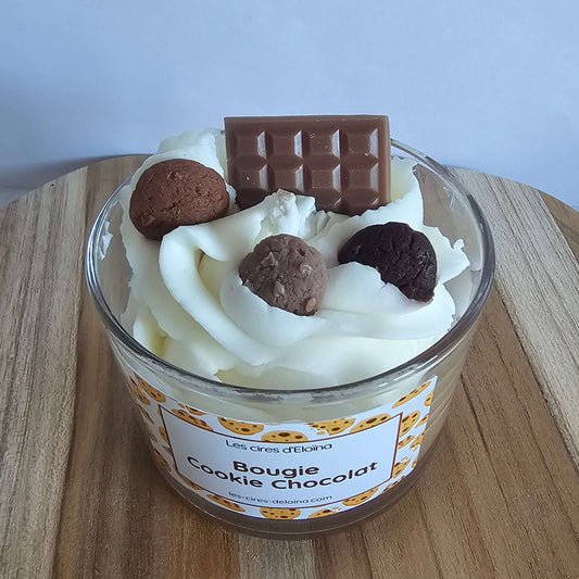 Bougie grand format  cookie chocolat vue de haut