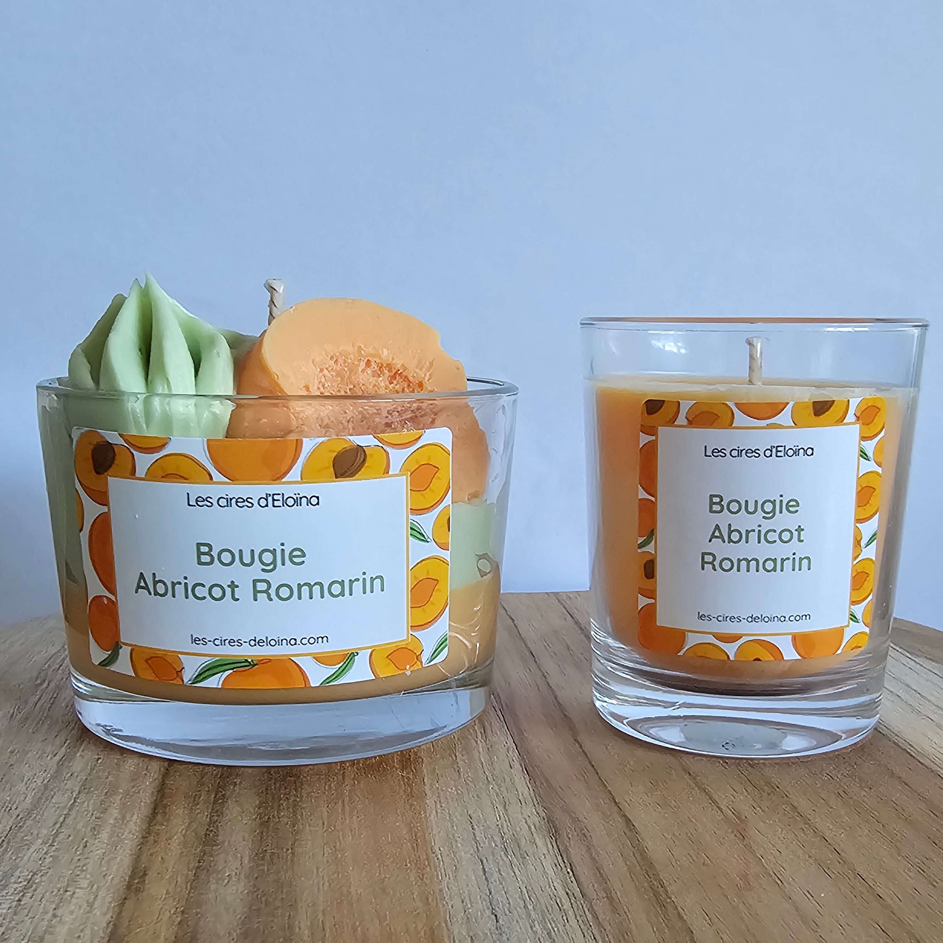 Bougies duo abricot romain vues de face