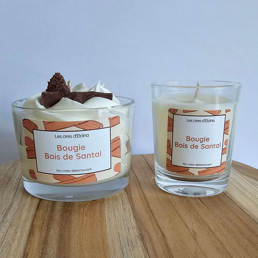 Bougies duo harmonie bois de santal vues de face