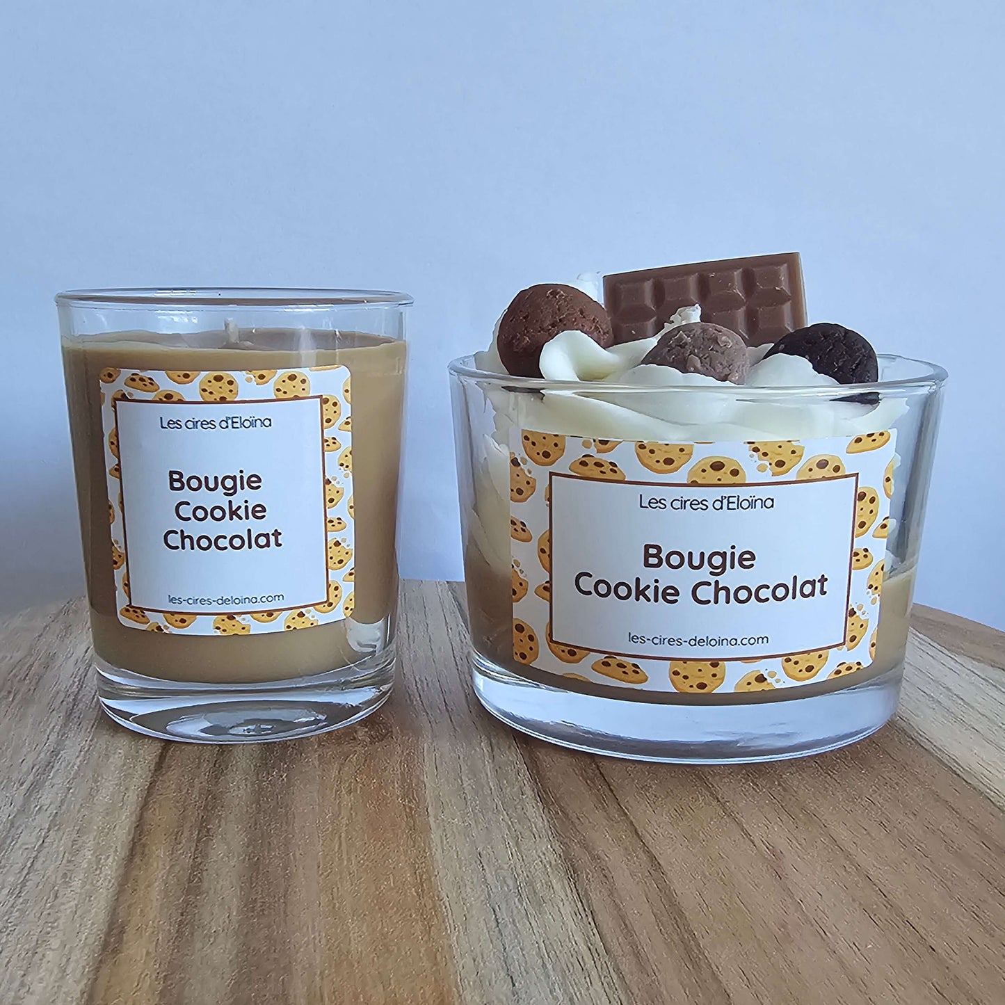 Bougies duo cookie chocolat vues de face