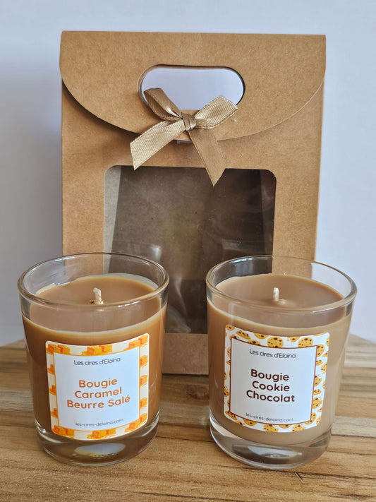 Coffret Duo Gourmand : Bougies Cookie Chocolat & Caramel Beurre Salé