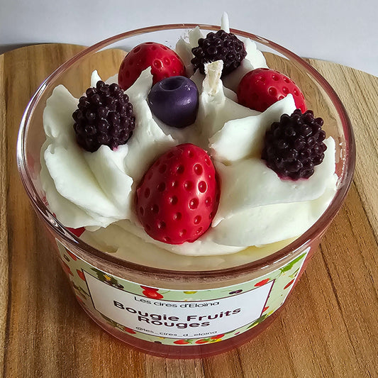 Bougie parfum fruits rouges vue de haut