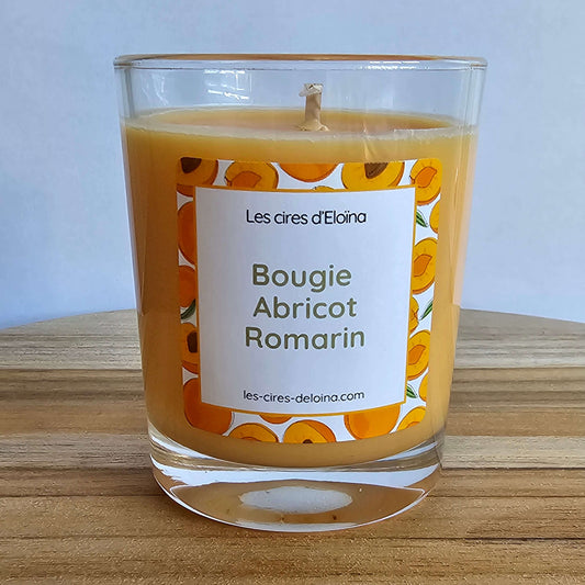 Bougie petit format abricot romarin vue de face