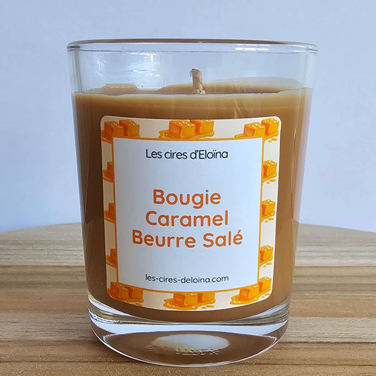 Bougie petit format caramel beurre salé vue de face